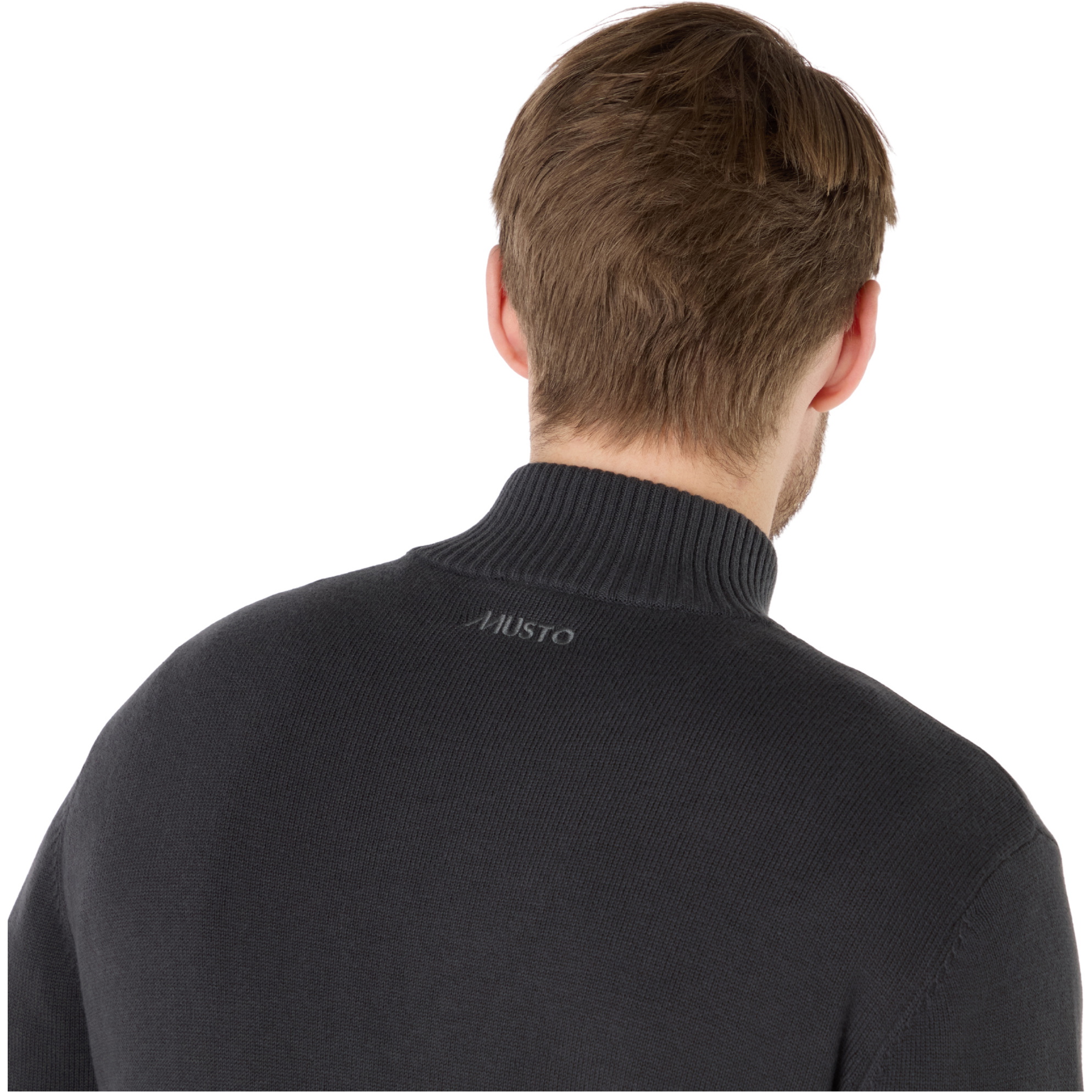 Suéter De Malha Masculino Musto Original Com Gola 1/4 E Zíper 2025 85082 - Carbon Marl